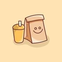 ilustración de comida rápida con un vaso de bebida fresca vector