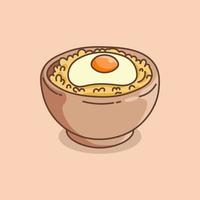 Bowl of Fried Rice With Omelette Vector Illustration