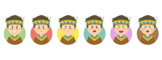 Native America Avatar with Various Expression vector