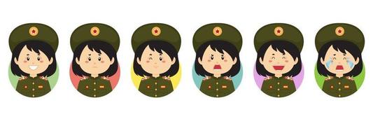 avatar de corea del norte con varias expresiones vector