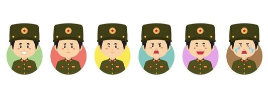 avatar de corea del norte con varias expresiones vector