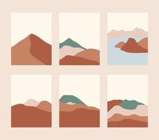 set of abstract boho landscape vector