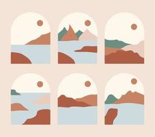 set of abstract boho landscape vector