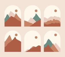 set of abstract boho landscape vector