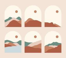 set of abstract boho landscape vector