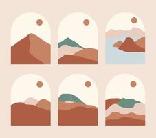 set of abstract boho landscape vector