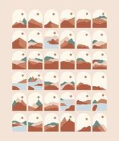 set of abstract boho landscape vector