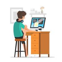 illustration of a freelancer working from home vector