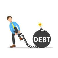 A businessman trying to get out of debt bondage vector