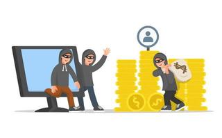 hacker group who hack into someone's account to get money vector