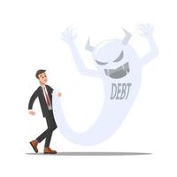 Businessman who is haunted by debt in his life vector