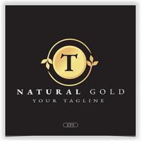 nature gold letter t logo premium elegant template vector eps 10