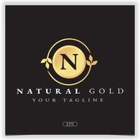 naturaleza oro letra n logo premium elegante plantilla vector eps 10