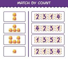 Match by count of cartoon girls. Match and count game. Educational game for pre shool years kids and toddlers vector