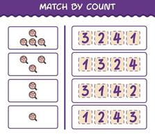 Match by count of cartoon hot chocolate. Match and count game. Educational game for pre shool years kids and toddlers vector