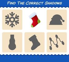 encontrar las sombras correctas de calcetín. juego de búsqueda y emparejamiento. juego educativo para niños de edad preescolar y niños pequeños vector