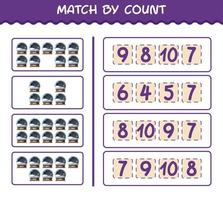 Match by count of cartoon glass snow ball. Match and count game. Educational game for pre shool years kids and toddlers vector