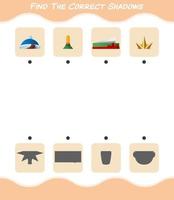 encuentra las sombras correctas de la navidad de dibujos animados. juego de búsqueda y combinación. juego educativo para niños y niños pequeños en edad preescolar vector