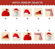 Match similar of cartoon christmas. Matching game. Educational game for pre shool years kids and toddlers vector
