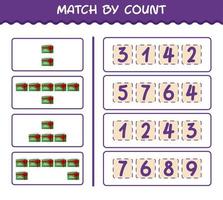 Match by count of cartoon christmas card. Match and count game. Educational game for pre shool years kids and toddlers vector