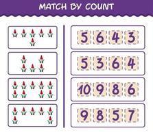 Match by count of cartoon gnome. Match and count game. Educational game for pre shool years kids and toddlers vector