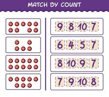 Match by count of cartoon christmas ornament. Match and count game. Educational game for pre shool years kids and toddlers vector