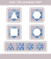 Match cartoon snowflake parts. Matching game. Educational game for pre shool years kids and toddlers vector
