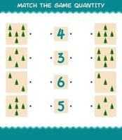 Match the same quantity of christmas tree. Counting game. Educational game for pre shool years kids and toddlers vector