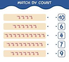 Match by count of cartoon scarf. Match and count game. Educational game for pre shool years kids and toddlers vector