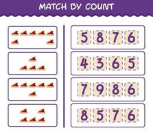 Match by count of cartoon santa sleigh. Match and count game. Educational game for pre shool years kids and toddlers vector