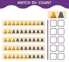 Match by count of cartoon bell. Match and count game. Educational game for pre shool years kids and toddlers vector