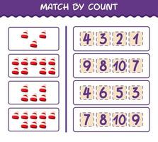 Match by count of cartoon beanie. Match and count game. Educational game for pre shool years kids and toddlers vector