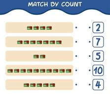 Match by count of cartoon christmas card. Match and count game. Educational game for pre shool years kids and toddlers vector