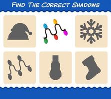 Find the correct shadows of string light. Searching and Matching game. Educational game for pre shool years kids and toddlers vector