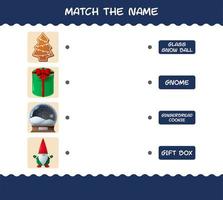 coincide con el nombre de dibujos animados de navidad. juego de correspondencias. juego educativo para niños de edad preescolar y niños pequeños vector