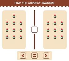 Find the correct answers of cartoon gnome. Searching and Counting game. Educational game for pre shool years kids and toddlers vector