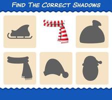 Find the correct shadows of scarf. Searching and Matching game. Educational game for pre shool years kids and toddlers vector