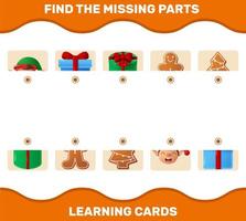 Match cartoon christmas parts. Matching game. Educational game for pre shool years kids and toddlers vector