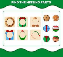 Match cartoon christmas parts. Matching game. Educational game for pre shool years kids and toddlers vector