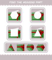 Match cartoon christmas card parts. Matching game. Educational game for pre shool years kids and toddlers vector