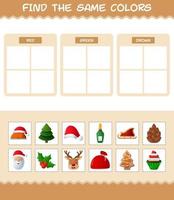 Find the same colors of christmas. Searching and Matching game. Educational game for pre shool years kids and toddlers vector