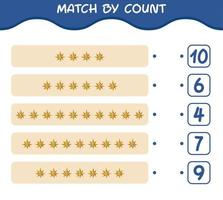 Match by count of cartoon christmas star. Match and count game. Educational game for pre shool years kids and toddlers vector