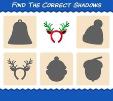 Find the correct shadows of antlers headband. Searching and Matching game. Educational game for pre shool years kids and toddlers vector