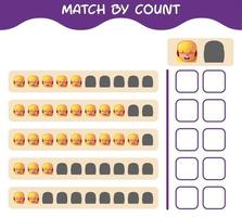 Match by count of cartoon girls. Match and count game. Educational game for pre shool years kids and toddlers vector