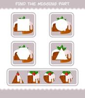 Match cartoon christmas cake parts. Matching game. Educational game for pre shool years kids and toddlers vector