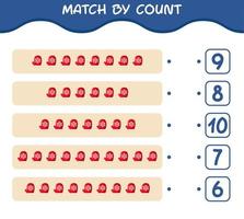 Match by count of cartoon mitten. Match and count game. Educational game for pre shool years kids and toddlers vector