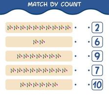 Match by count of cartoon string light. Match and count game. Educational game for pre shool years kids and toddlers vector
