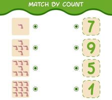 Match by count of cartoon scarf. Match and count game. Educational game for pre shool years kids and toddlers vector