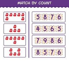 Match by count of cartoon mitten. Match and count game. Educational game for pre shool years kids and toddlers vector