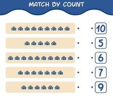 Match by count of cartoon house. Match and count game. Educational game for pre shool years kids and toddlers vector